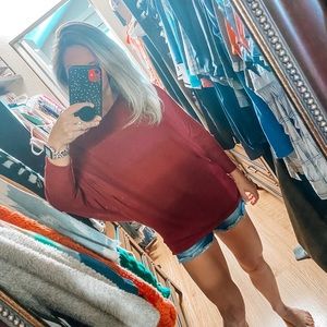 Dolman sleeve waffle knit